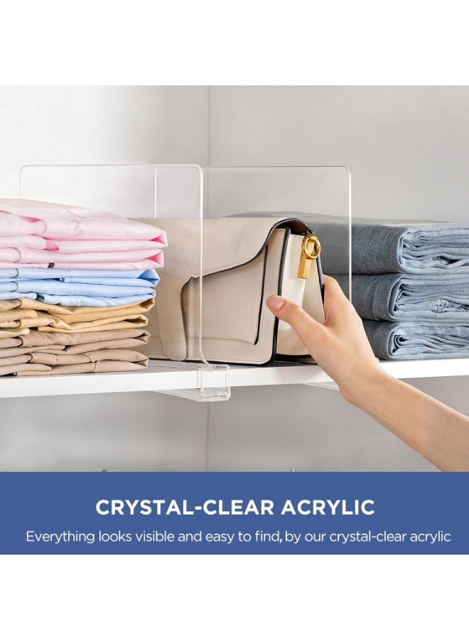 7 Pack Clear Shelf Dividers, Vertical Purse Organizer for Closet Perfect for Sweater, Shirts, Handbags in Bedroom and Kitchen, Adjustable Acrylic Bookshelf for Organization - Image 2